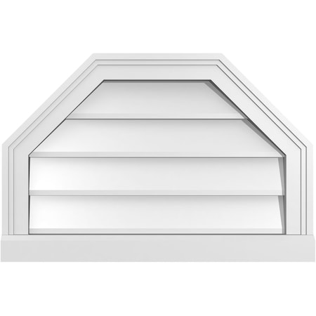Ekena Millwork Octagonal Top Surface Mount PVC Gable Vent w/ 2"W x 2"P Brickmould Sill Frame, 24"W x 16"H GVPOT24X1603SN